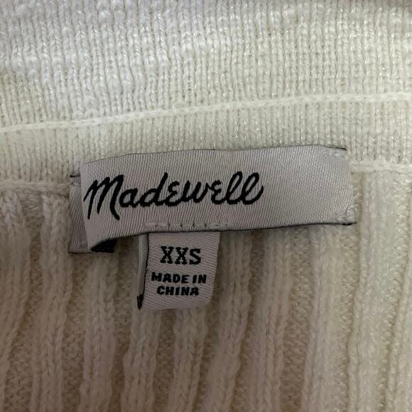 Madewell Barbrook White Collar Button-Front Stretch Cropped Sweater Polo Top XXS - Picture 3 of 4